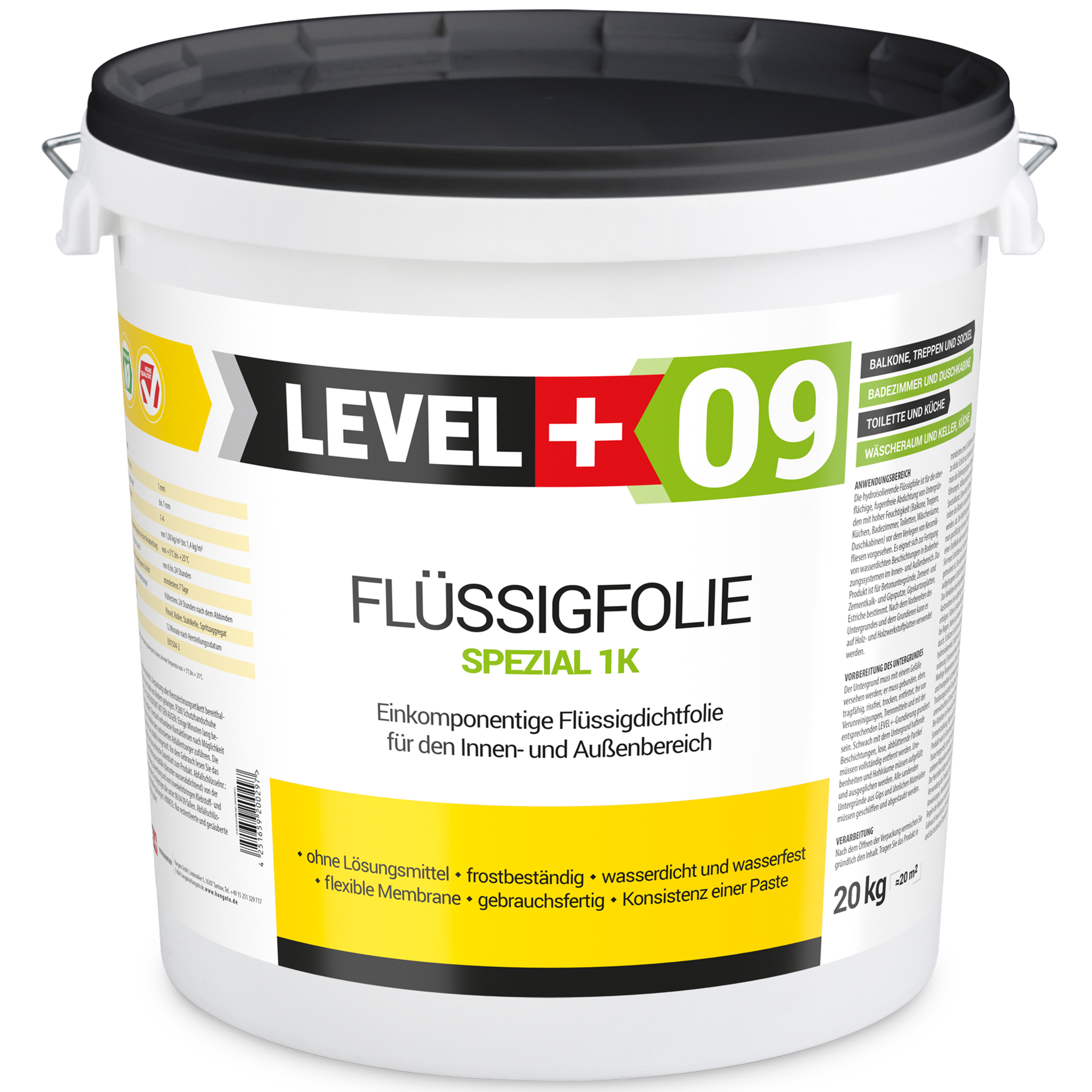 Zestaw do Hydroizolacji Folia w Płynie 20kg Taśma uszczelniająca 20mb Środek gruntujący 5L - LEVEL+ SET69 - obrazek 2