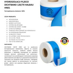 Taśma do Hydroizolacji 120/70 Taśma Uszczelniająca Wodoszczelna 200mb Hydroizolacja Łazienka Balkon Taras PL2 ECO HN01 HALBAU