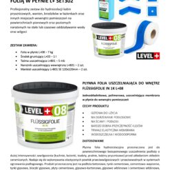 Zestaw do Hydroizolacji Folia w Płynie 7kg Taśma uszczelniająca 5mb Środek Gruntujący Łazienka Prysznic - LEVEL+ SET302