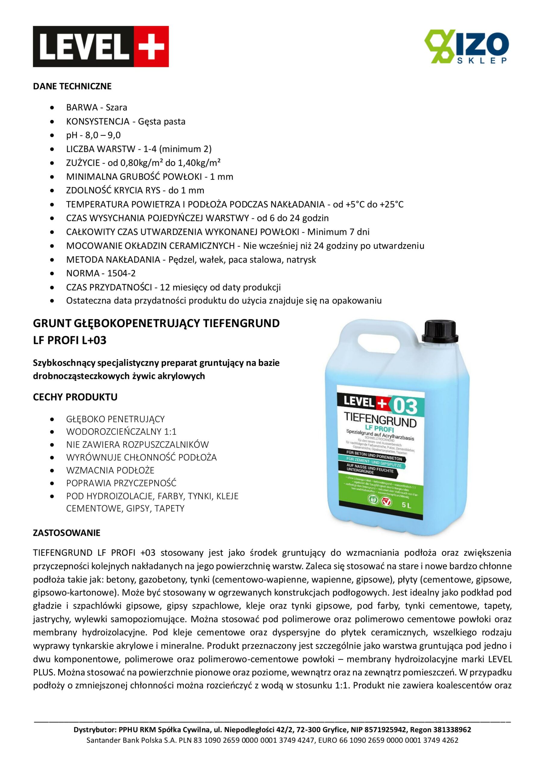 Zestaw do Hydroizolacji Folia w Płynie 12kg Taśma uszczelniająca 5mb Mata 2mb Środek Gruntujący Łazienka Prysznic - LEVEL+ SET310 - obrazek 7