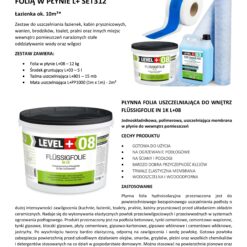 Zestaw do Hydroizolacji Folia w Płynie 12kg Taśma uszczelniająca 15mb Mata 2mb Środek Gruntujący Łazienka Prysznic - LEVEL+ SET312