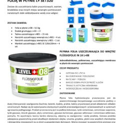 Zestaw do Hydroizolacji Folia w Płynie 9,5kg Taśma uszczelniająca 15mb Środek Gruntujący Łazienka Prysznic - LEVEL+ SET320