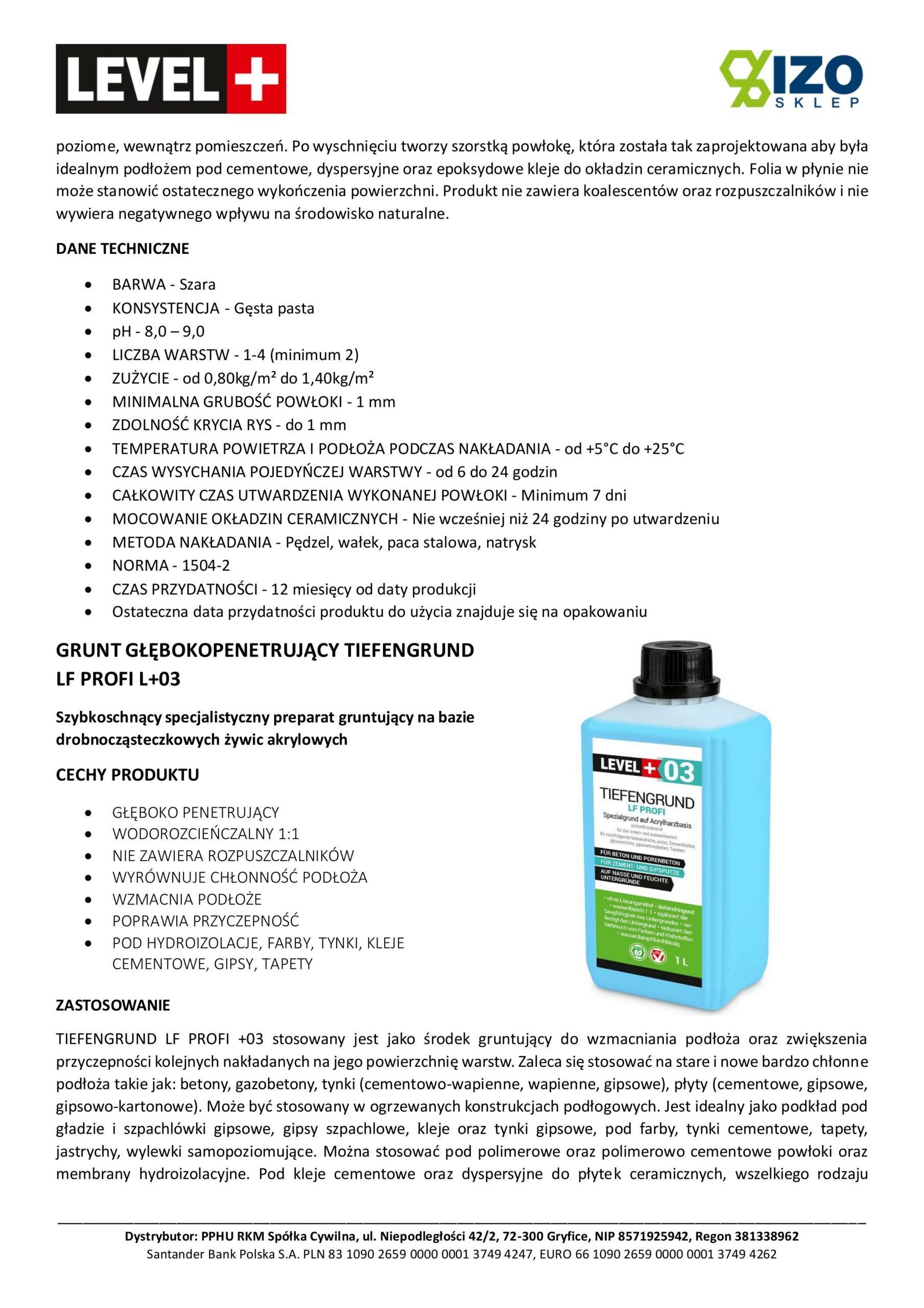 Zestaw do Hydroizolacji Folia w Płynie 12kg Taśma uszczelniająca 20mb Środek Gruntujący Łazienka Prysznic - LEVEL+ SET321 - obrazek 9
