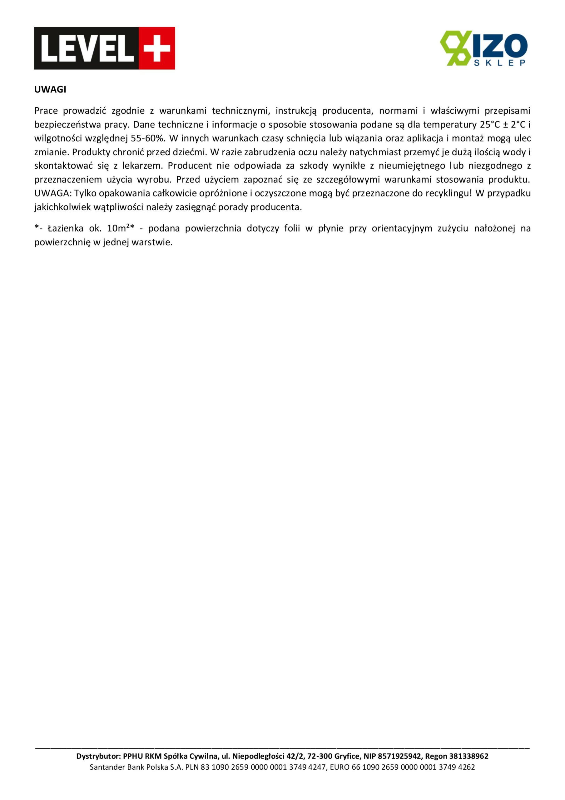 Zestaw do Hydroizolacji Folia w Płynie 12kg Taśma uszczelniająca 20mb Środek Gruntujący Łazienka Prysznic - LEVEL+ SET321 - obrazek 13