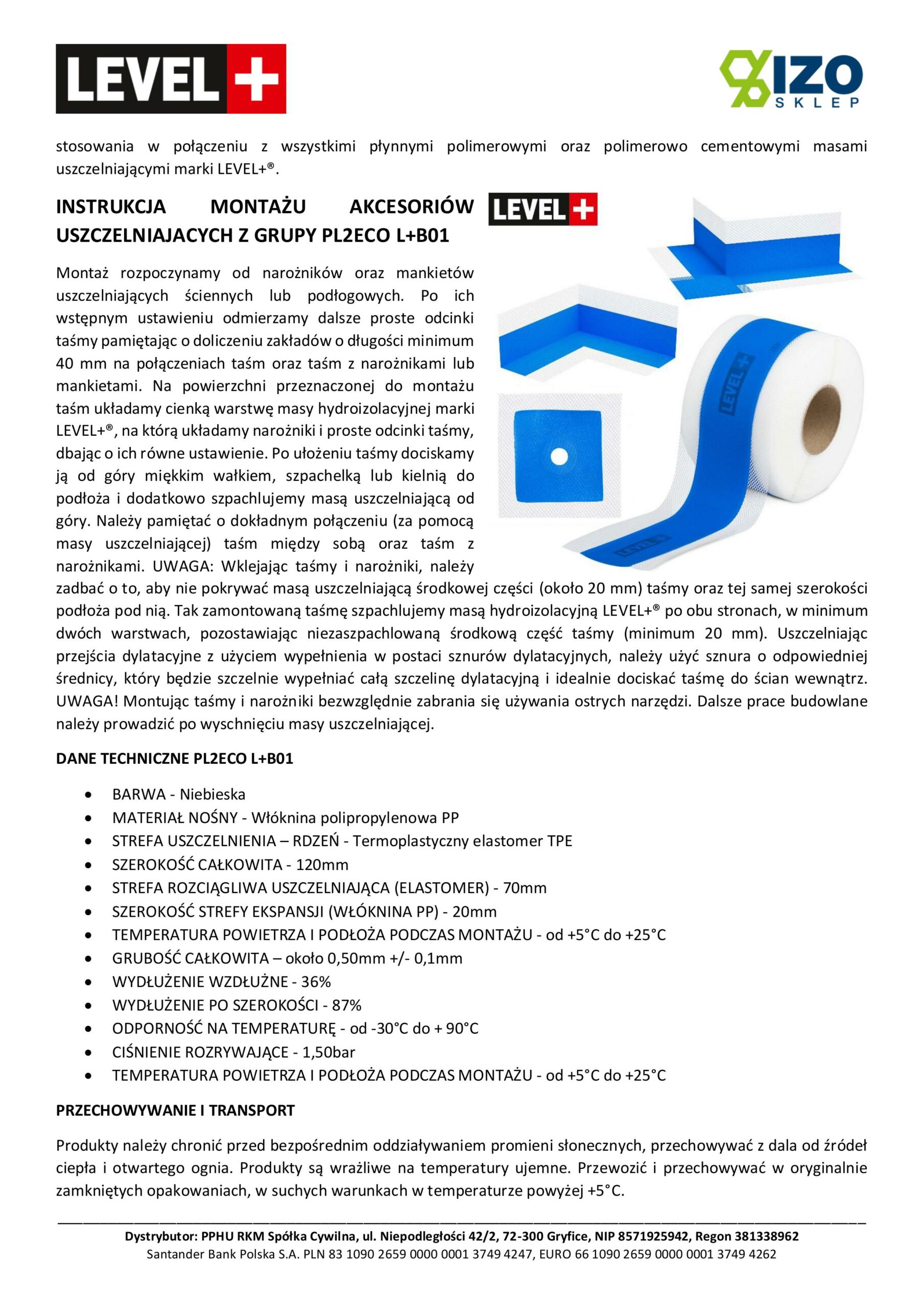Zestaw do Hydroizolacji Folia w Płynie 14kg Taśma uszczelniająca 15mb Środek Gruntujący 2l Łazienka Prysznic - LEVEL+ SET325 - obrazek 12
