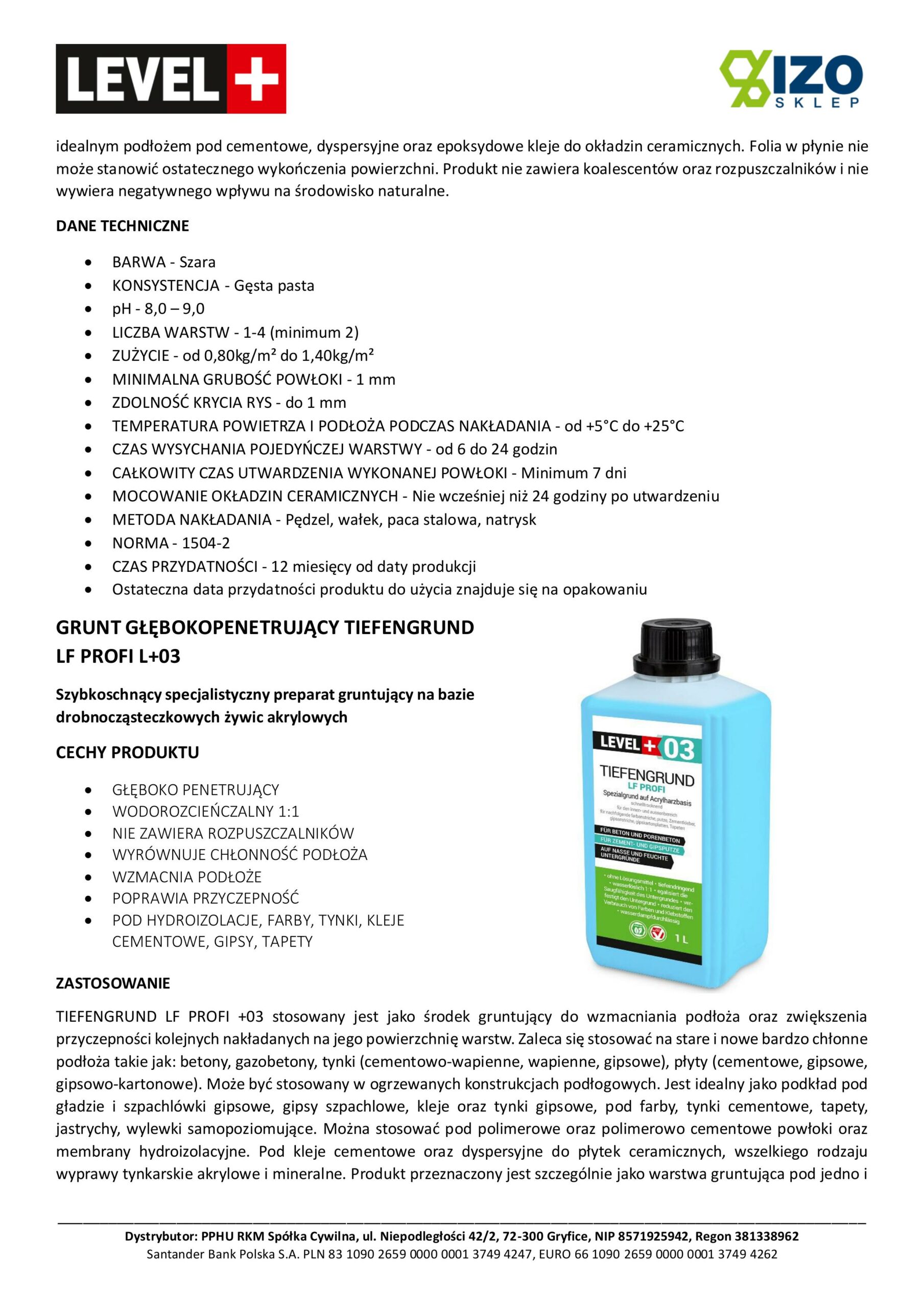 Zestaw do Hydroizolacji Folia w Płynie 7kg Taśma uszczelniająca 5mb Mata 2mb Środek Gruntujący Prysznic - LEVEL+ SET328 - obrazek 9