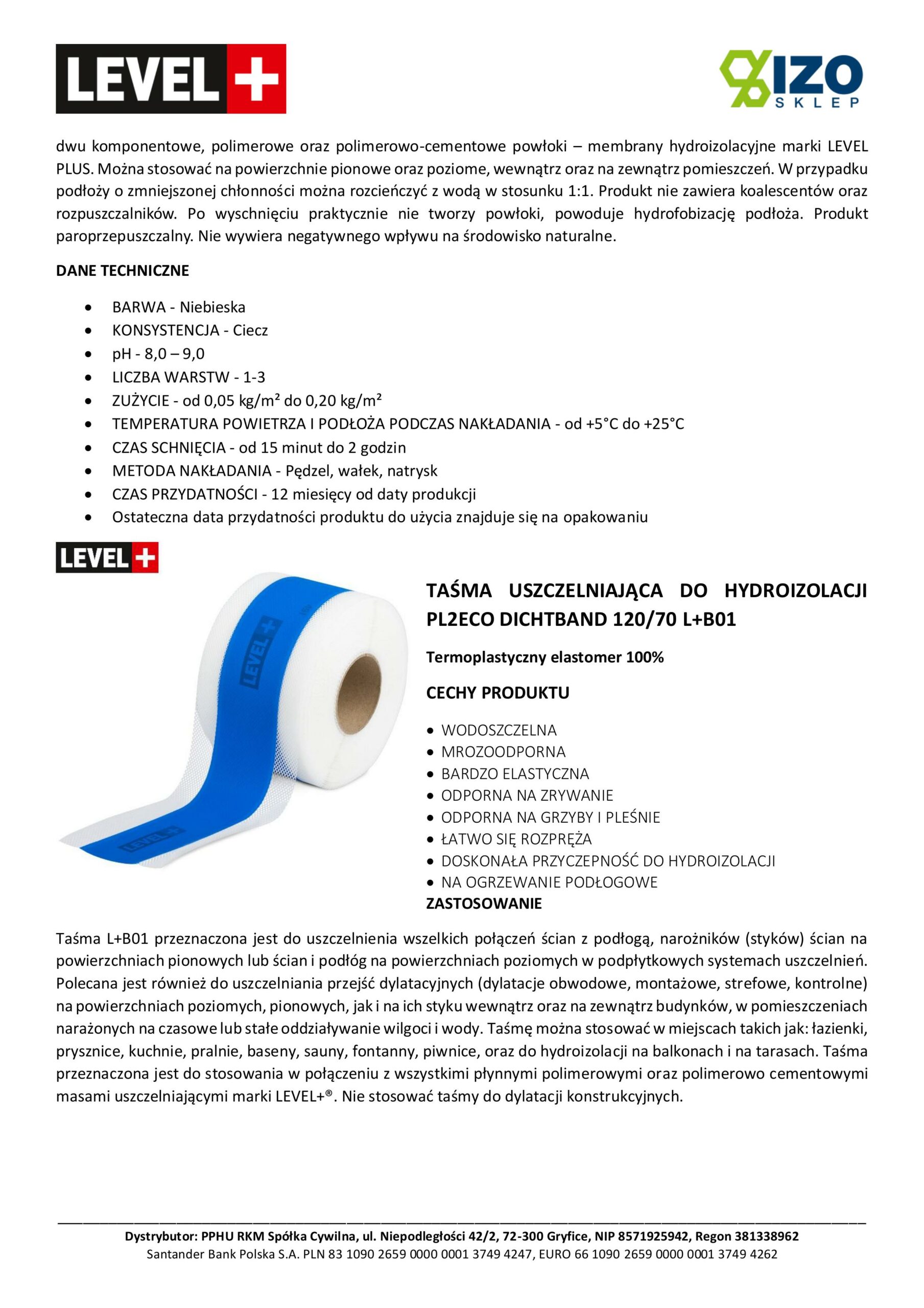 Zestaw do Hydroizolacji Folia w Płynie 7kg Taśma uszczelniająca 5mb Mata 2mb Środek Gruntujący Prysznic - LEVEL+ SET328 - obrazek 10