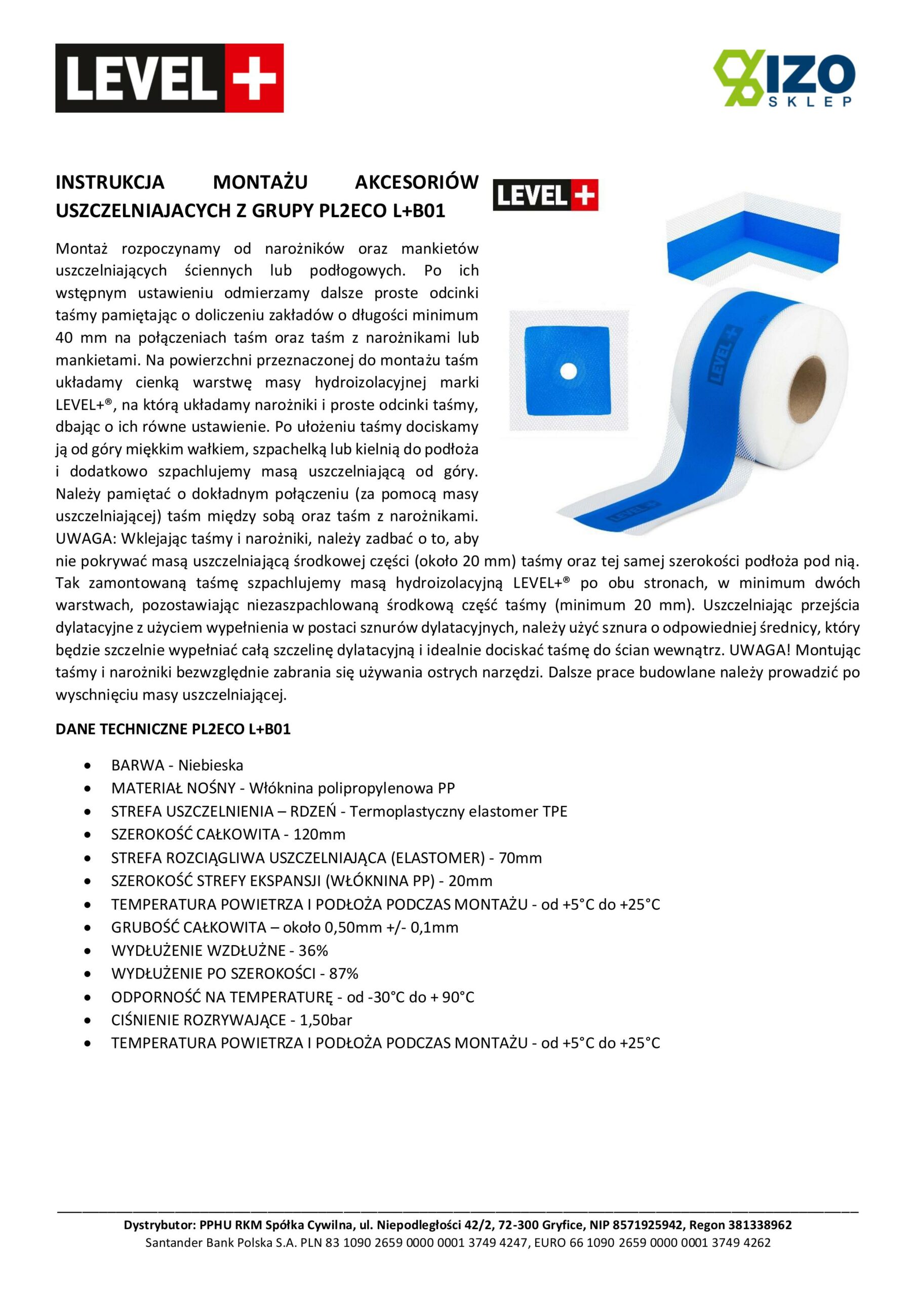 Zestaw do Hydroizolacji Folia w Płynie 7kg Taśma uszczelniająca 5mb Mata 2mb Środek Gruntujący Prysznic - LEVEL+ SET328 - obrazek 12