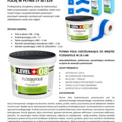 Zestaw do Hydroizolacji Folia w Płynie 12kg Taśma uszczelniająca 5mb Środek Gruntujący 1l Łazienka Prysznic - LEVEL+ SET329