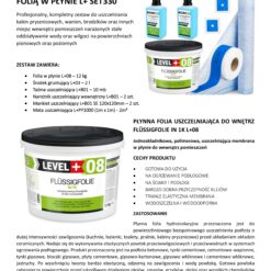 Zestaw do Hydroizolacji Folia w Płynie 12kg Taśma uszczelniająca 10mb Mata 2mb Środek Gruntujący 2l Łazienka Prysznic - LEVEL+ SET330