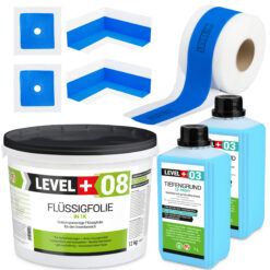 Zestaw do Hydroizolacji Folia w Płynie 12kg Taśma uszczelniająca 10mb Środek Gruntujący Łazienka Prysznic - LEVEL+ SET303