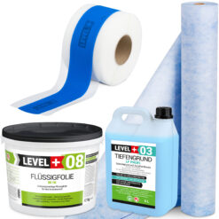 Zestaw do Hydroizolacji Folia w Płynie 12kg Taśma uszczelniająca 15mb Mata 2mb Środek Gruntujący Łazienka Prysznic - LEVEL+ SET312