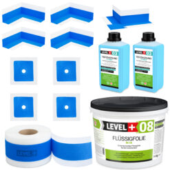 Zestaw do Hydroizolacji Folia w Płynie 14kg Taśma uszczelniająca 15mb Środek Gruntujący 2l Łazienka Prysznic - LEVEL+ SET325