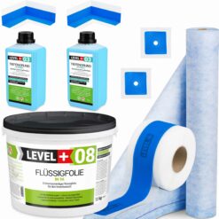 Zestaw do Hydroizolacji Folia w Płynie 12kg Taśma uszczelniająca 10mb Mata 2mb Środek Gruntujący 2l Łazienka Prysznic - LEVEL+ SET330