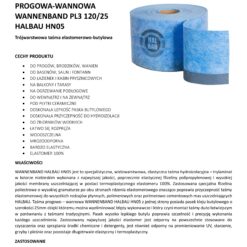 Taśma do Hydroizolacji progowa 120MM Taśma Uszczelniająca z butylem 25mb Hydroizolacja Wanna Brodzik Prysznic Balkon Taras PL3 HALBAU HN05