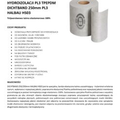 Taśma do Hydroizolacji 250mm Taśma Uszczelniająca Wodoszczelna 30 mb Hydroizolacja Łazienka Balkon Taras PL3 HALBAU HS03