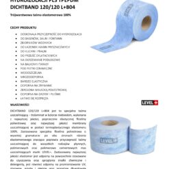 Taśma do Hydroizolacji 120MM Taśma Uszczelniająca Wodoszczelna 50mb Hydroizolacja Łazienka Balkon Taras PL3 B04 LEVEL+ L+