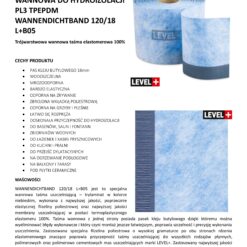 Taśma do Hydroizolacji progowa 120mm Taśma Uszczelniająca z butylem 1mb Hydroizolacja Wanna Brodzik Prysznic Balkon Taras PL3 B05 LEVEL+ L+