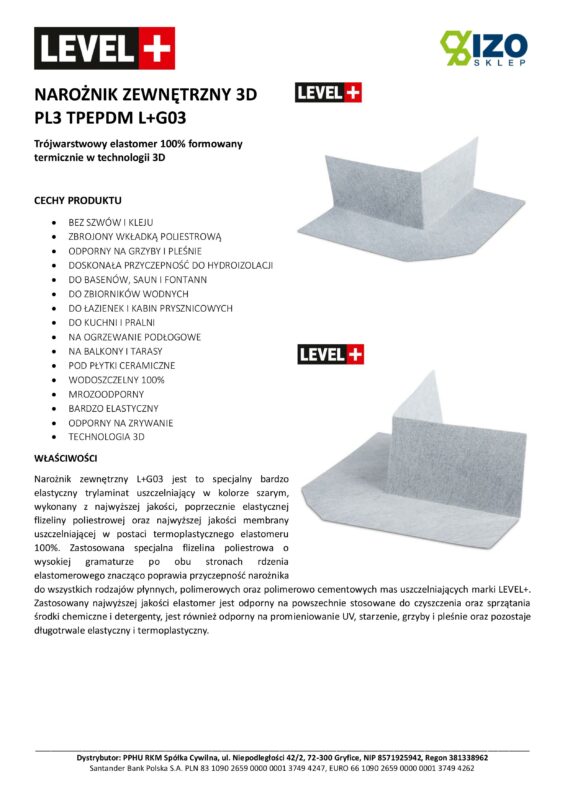 Narożnik Zewnętrzny Uszczelniający do Hydroizolacji 5 szt Hydroizolacja ...