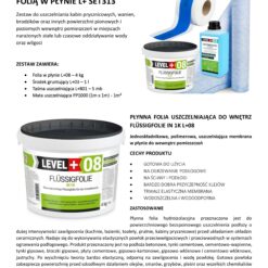 Zestaw do Hydroizolacji Folia w Płynie 4kg Taśma uszczelniająca 5mb Mata 1mb Środek Gruntujący 1l Łazienka Prysznic - LEVEL+ SET313