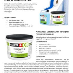 Zestaw do Hydroizolacji Folia w Płynie 12kg Taśma uszczelniająca 5mb Mata 1mb Środek Gruntujący 5l Łazienka Prysznic - LEVEL+ SET314