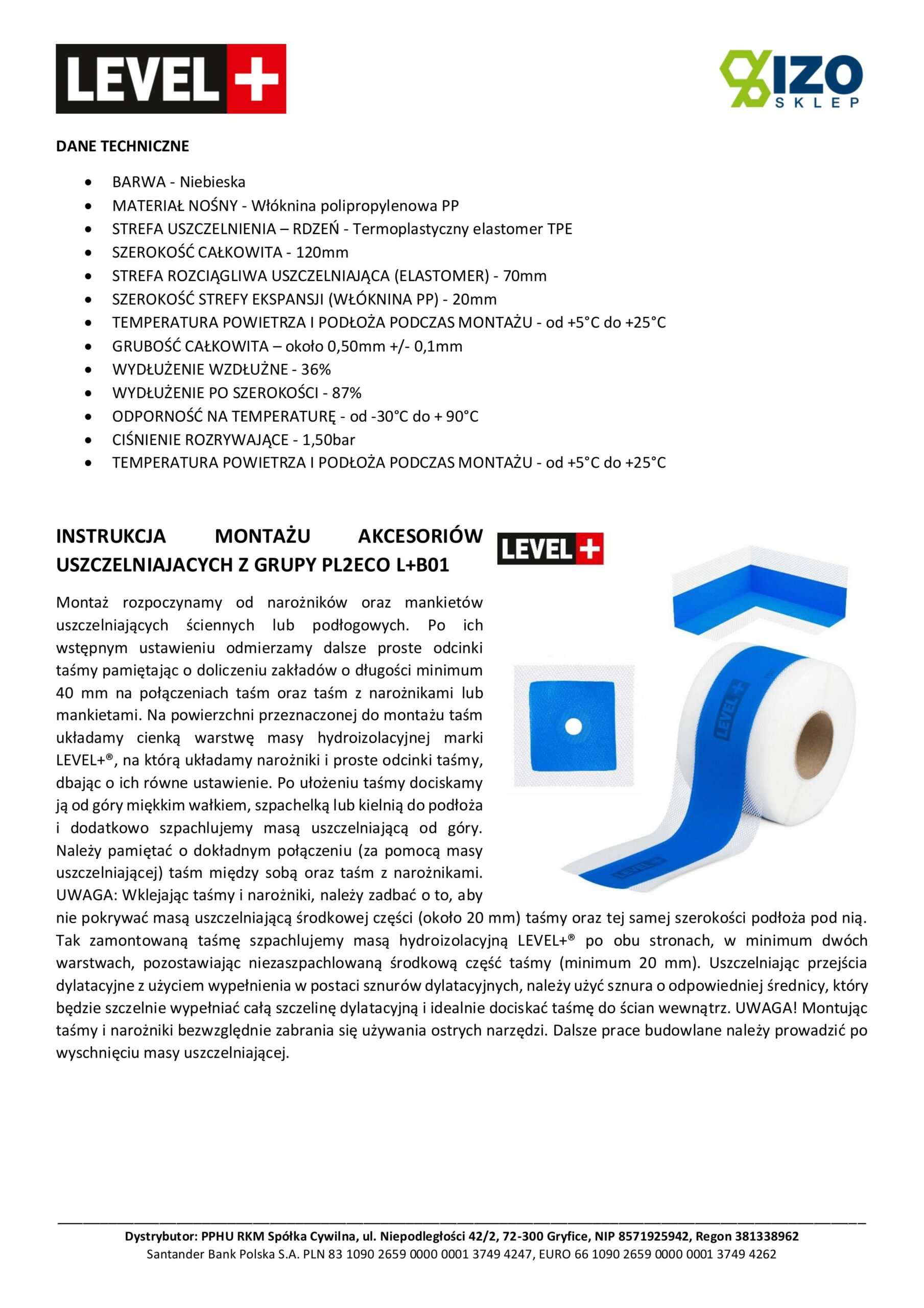 Zestaw do Hydroizolacji Folia w Płynie 12kg Taśma uszczelniająca 5mb Mata 1mb Środek Gruntujący 5l Łazienka Prysznic - LEVEL+ SET314 - obrazek 9