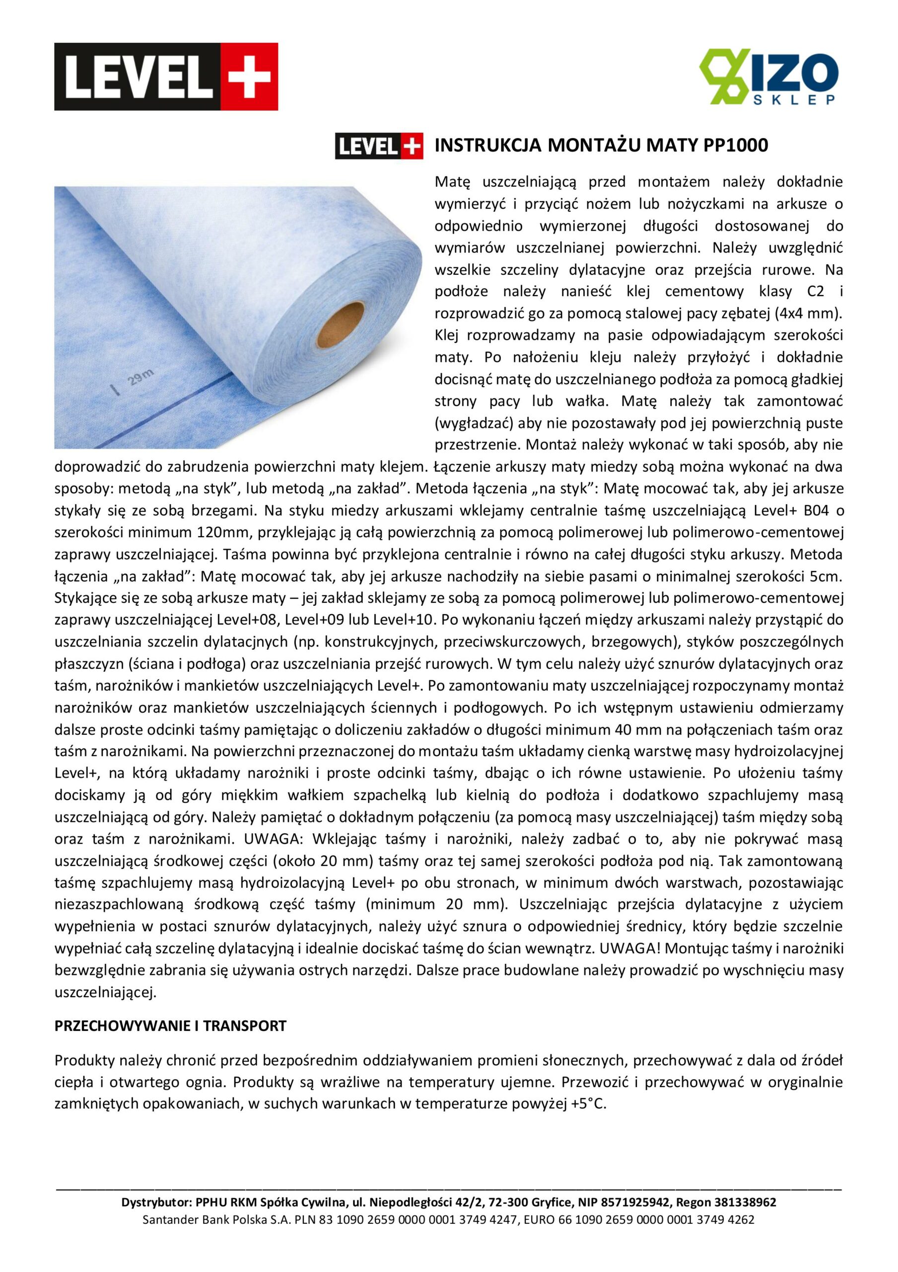 Zestaw do Hydroizolacji Folia w Płynie 12kg Taśma uszczelniająca 5mb Mata 1mb Środek Gruntujący 5l Łazienka Prysznic - LEVEL+ SET314 - obrazek 11