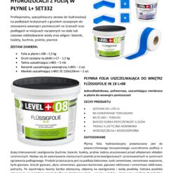 Zestaw do Hydroizolacji Folia w Płynie 5,5kg Grunt na płytki 1,5kg Taśma uszczelniająca 5mb Prysznic - LEVEL+ SET332
