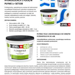 Zestaw do Hydroizolacji Folia w Płynie 12kg Grunt na płytki 4kg Taśma uszczelniająca 20mb Prysznic - LEVEL+ SET338