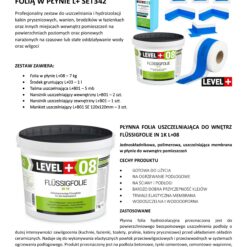 Zestaw do Hydroizolacji Folia w Płynie 7kg Taśma uszczelniająca 5mb Środek Gruntujący 1l Łazienka Prysznic - LEVEL+ SET342