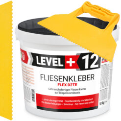 Zestaw Gotowy Klej do Płytek D2TE Biały Dyspersyjny 10KG LEVEL+ L+12 i Szpachla Plastikowa Trójkątna ząb 5mm