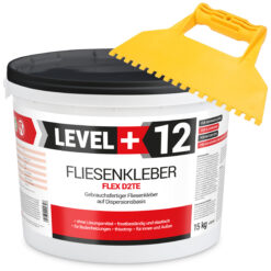 Zestaw Gotowy Klej do Płytek D2TE Biały Dyspersyjny 15KG LEVEL+ L+12 i Szpachla Plastikowa ząb 5x5mm