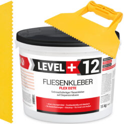 Zestaw Gotowy Klej do Płytek D2TE Biały Dyspersyjny 15KG LEVEL+ L+12 i Szpachla Plastikowa Trójkątna ząb 5mm