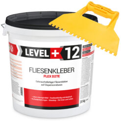 Zestaw Gotowy Klej do Płytek D2TE Biały Dyspersyjny 20KG LEVEL+ L+12 i Szpachla Plastikowa ząb 5x5mm