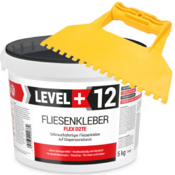 Zestaw Gotowy Klej do Płytek D2TE Biały Dyspersyjny 5KG LEVEL+ L+12 i Szpachla Plastikowa ząb 5x5mm