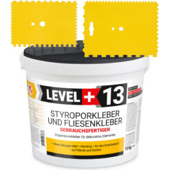 Zestaw Gotowy Klej do styropianu 10KG Biały Klej do Płytek dekoracyjnych do korka LEVEL+ L+13 i Szpachla Plastikowa Szpachla 2 szt.