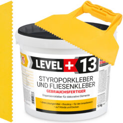 Zestaw Gotowy Klej do styropianu 10KG Biały Klej do Płytek dekoracyjnych do korka LEVEL+ L+13 i Szpachla Plastikowa Trójkątna ząb 5mm