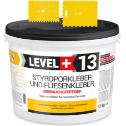 Zestaw Gotowy Klej do styropianu 15KG Biały Klej do Płytek dekoracyjnych do korka LEVEL+ L+13 i Szpachla Plastikowa Szpachla 2 szt.