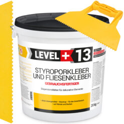Zestaw Gotowy Klej do styropianu 20KG Biały Klej do Płytek dekoracyjnych do korka LEVEL+ L+13 i Szpachla Plastikowa Trójkątna ząb 5mm