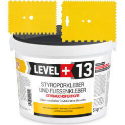 Zestaw Gotowy Klej do styropianu 5KG Biały Klej do Płytek dekoracyjnych do korka LEVEL+ L+13 i Szpachla Plastikowa Szpachla 2 szt.