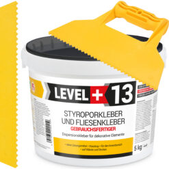 Zestaw Gotowy Klej do styropianu 5KG Biały Klej do Płytek dekoracyjnych do korka LEVEL+ L+13 i Szpachla Plastikowa Trójkątna ząb 5mm
