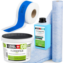 Zestaw do Hydroizolacji Folia w Płynie 4kg Taśma uszczelniająca 5mb Mata 1mb Środek Gruntujący 1l Łazienka Prysznic - LEVEL+ SET313