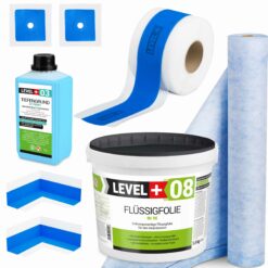 Zestaw do Hydroizolacji Folia w Płynie 5,5kg Taśma uszczelniająca 5mb Mata 1mb Środek Gruntujący 1l Prysznic - LEVEL+ SET331