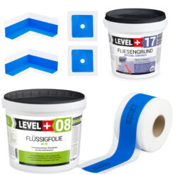 Zestaw do Hydroizolacji Folia w Płynie 5,5kg Grunt na płytki 1,5kg Taśma uszczelniająca 5mb Prysznic - LEVEL+ SET332