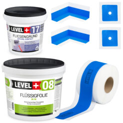 Zestaw do Hydroizolacji Folia w Płynie 7kg Grunt na płytki 1,5kg Taśma uszczelniająca 5mb Prysznic - LEVEL+ SET333
