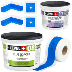Zestaw do Hydroizolacji Folia w Płynie 12kg Grunt na płytki 4kg Taśma uszczelniająca 20mb Prysznic - LEVEL+ SET338