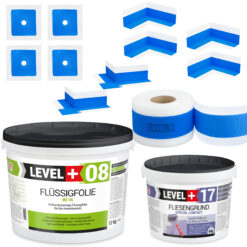 Zestaw do Hydroizolacji Folia w Płynie 12kg Grunt na płytki 4kg Taśma uszczelniająca 20mb Prysznic - LEVEL+ SET339