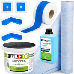 Zestaw do Hydroizolacji Folia w Płynie 4kg Taśma uszczelniająca 5mb Mata 1mb Środek Gruntujący 1l Prysznic - LEVEL+ SET346
