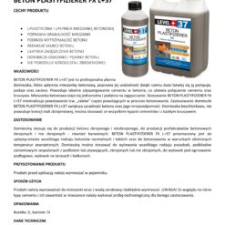 Plastyfikator do betonu 15 L Upłynnia i uplastycznia LEVEL+ L+37