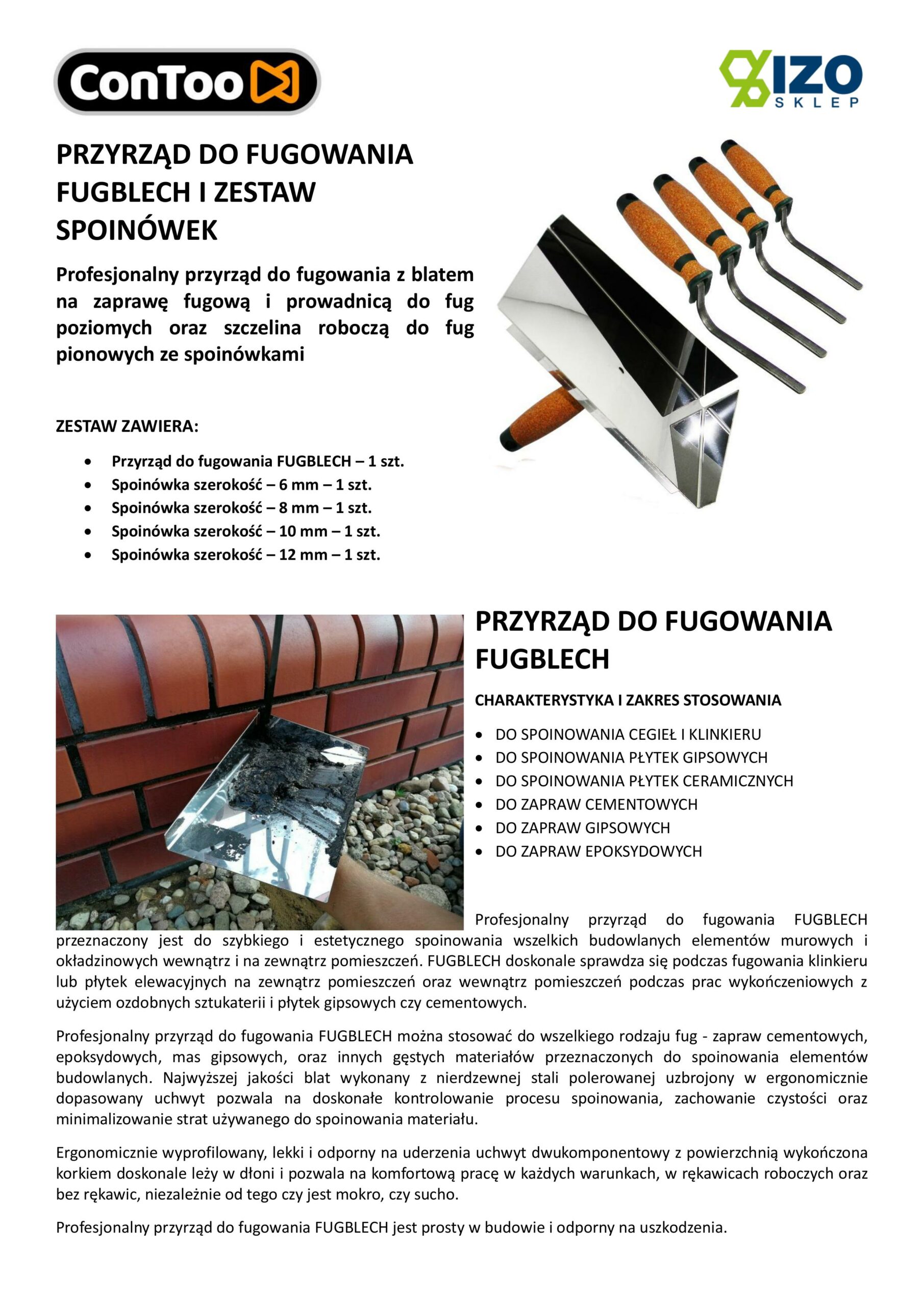 ConToo Zestaw Przyrząd do fugowania Fugblech i Spoinówka 6, 8, 10, 12 mm Hamburger Korek - obrazek 8